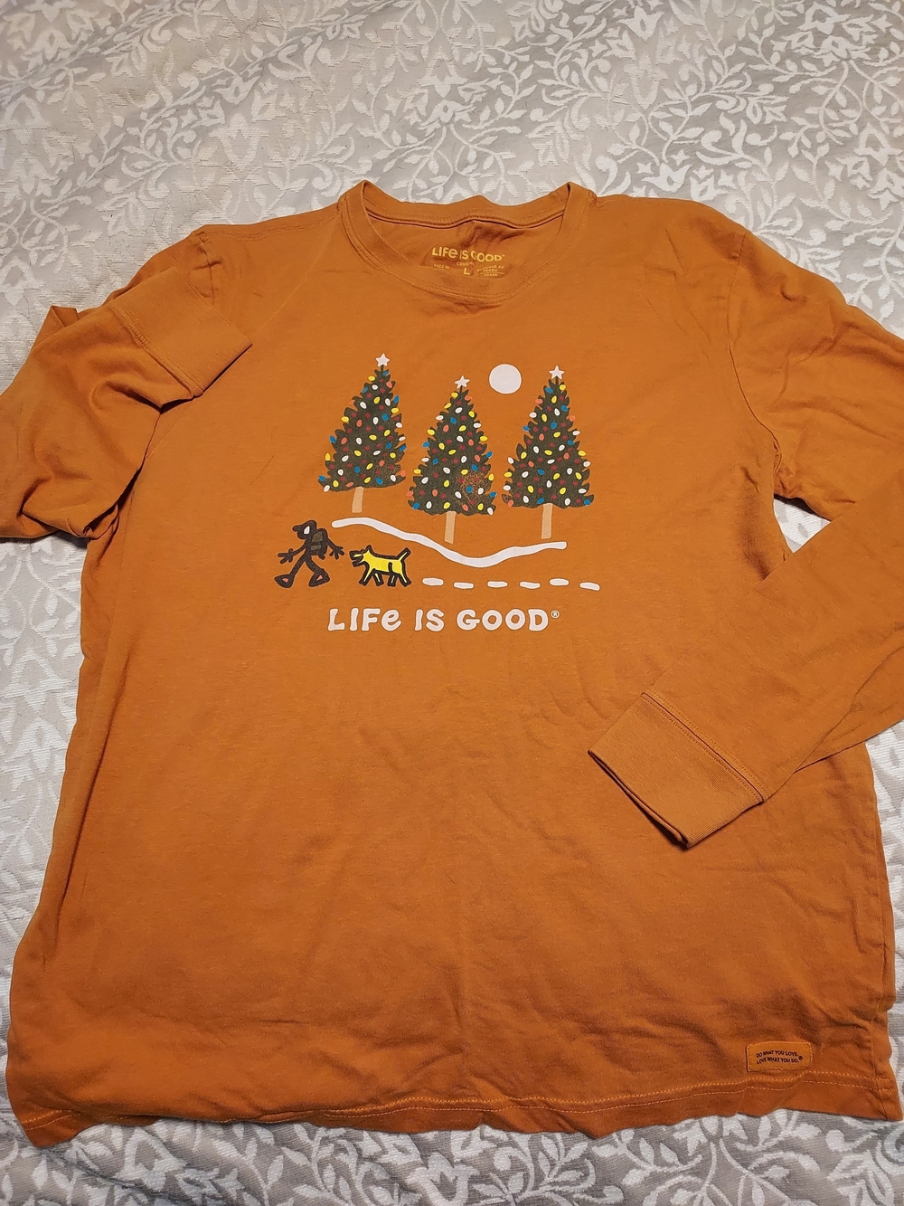 Last DAY | Life Is Good Orange Long Sleeve Tee sz.L